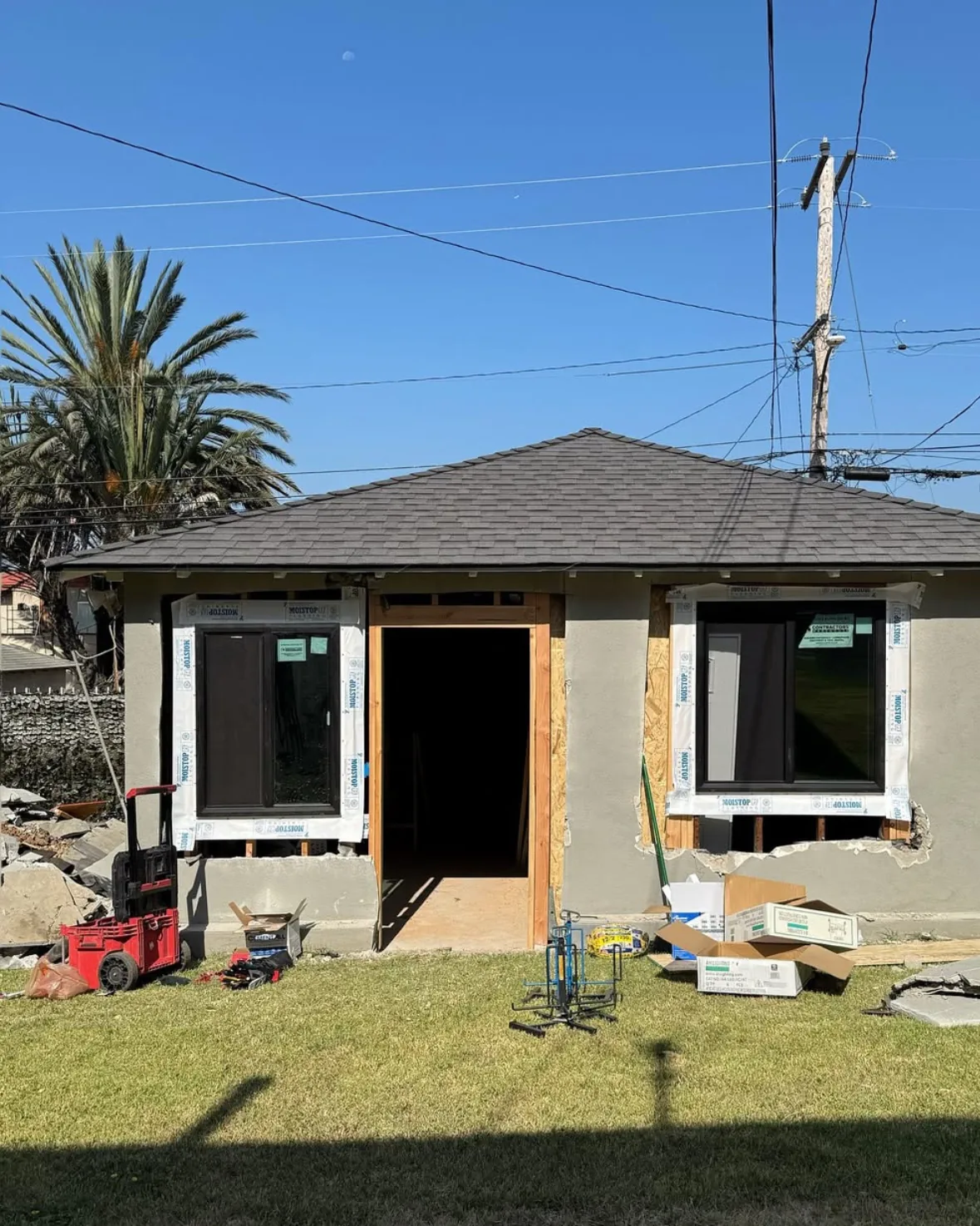 Los Angeles ADU building enclosure and construction work in progress